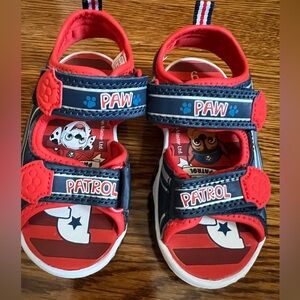 Paw Patrol Red and Blue Light Up Sandals with Velcro Straps